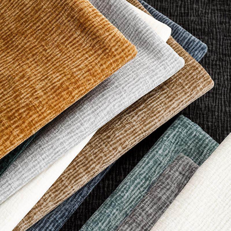 Thickened Plain Chenille Fabric Jacquard for Sewing Curtains Sofacovers Sewing Striped Pattern Textile Skin-friendly Textured