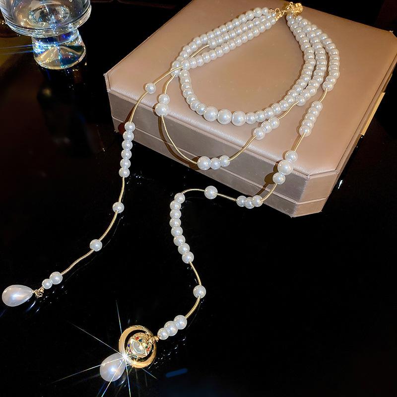 French Vintage Baroque Pearl Necklace Summer Niche Premium Sense Clavicle Chain Light Luxury Versatile Necklace Women