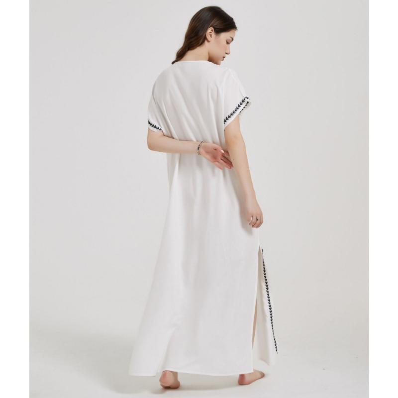 Women's Fashion Summer Spring Flower Pattern Print 1/2 Sleeves V-Neck Loose Waistline Casual Dresses