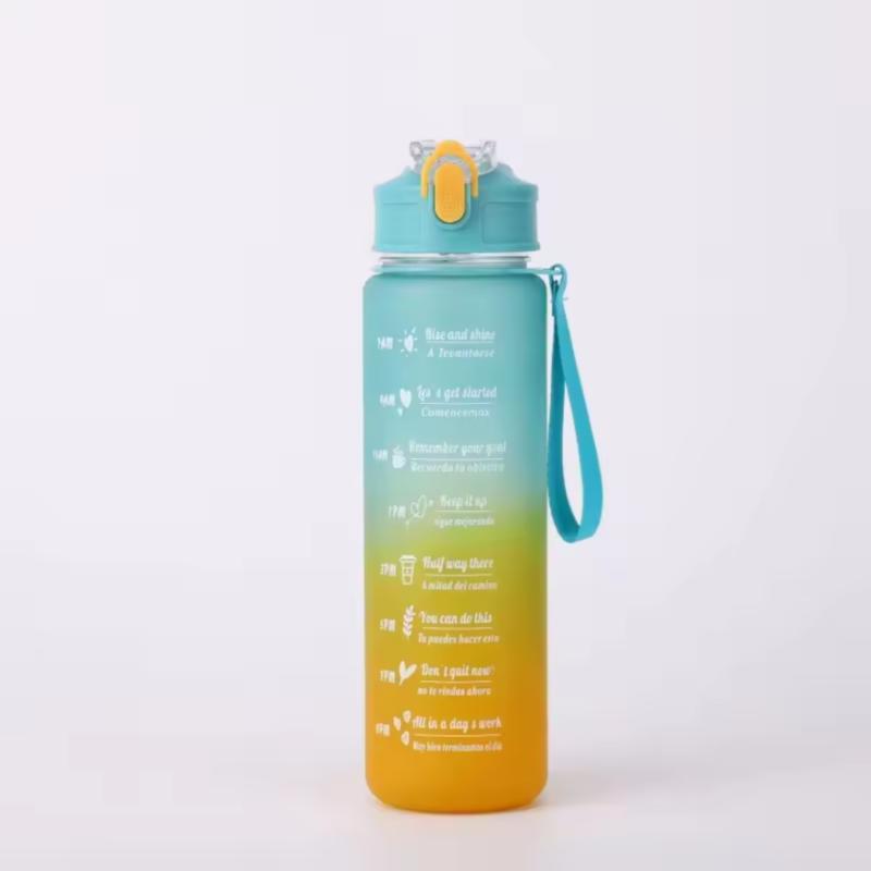Large Capacity Sports Water Bottle Leak Proof Plastic Drinking Cup With Time Scale Suitable For Travel Fitness Sports