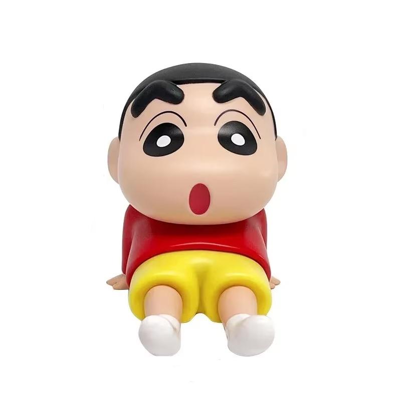Crayon Shin-Chan Figures Phone Holder Kawaii Anime Desktop Ornaments Cartoon Watching Tv Phone Support Cute Doll Decorations