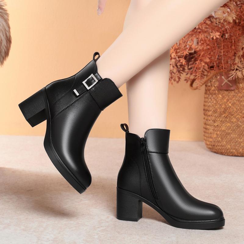 Fashion AIYUQI Women's Winter Boots 2025 New High Heeled Women's Short Boots Platform Natural Wool Non Slip Bottom Mom Snow Boots Female