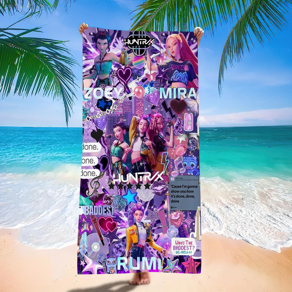 Trend Character Digital Print Double Sided Flannel Microfiber Beach Towel Quick Dry Absorbent Bath Towel 140x70