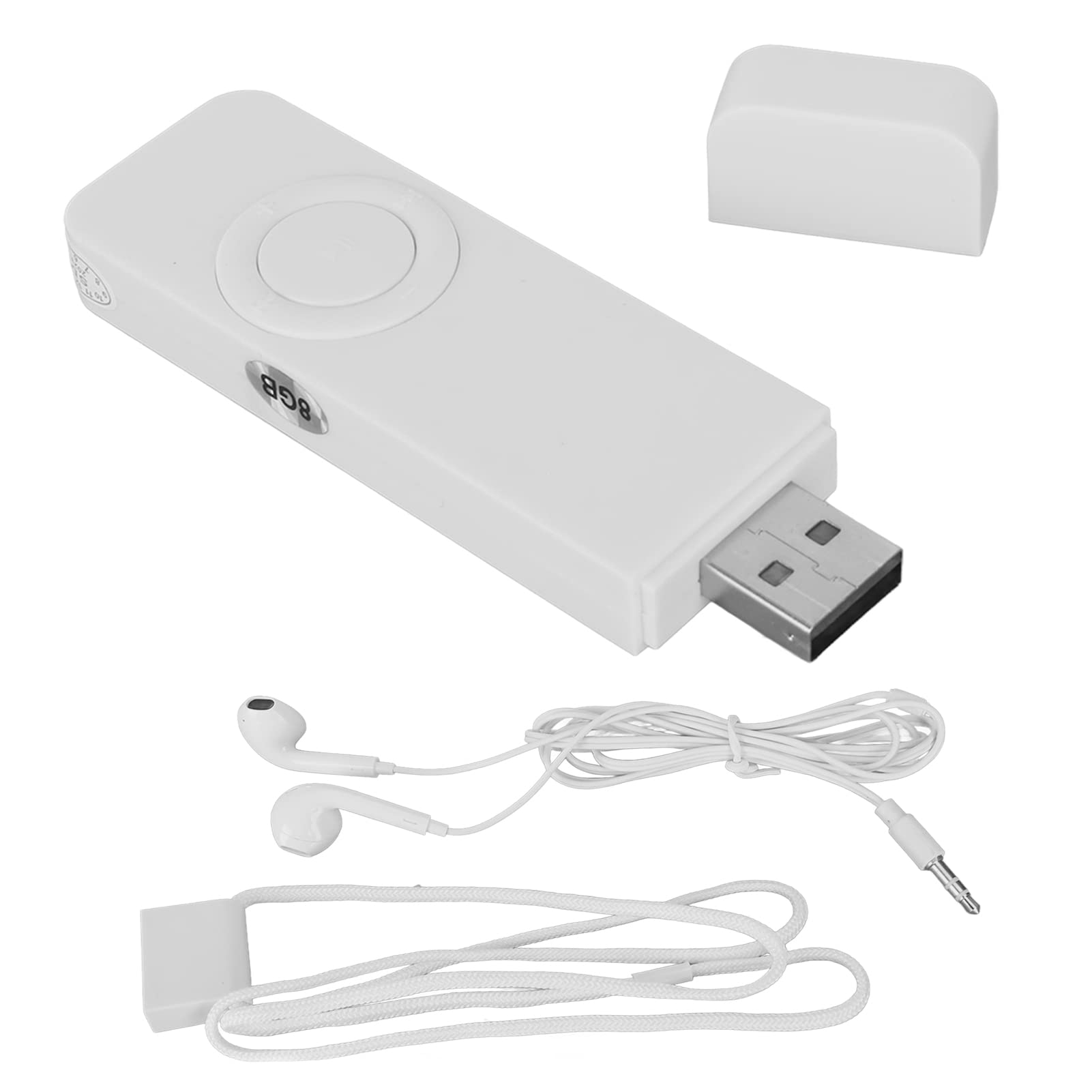 

USB MP3-плеєр, 8 ГБ Портативний аудіоплеєр для музики з навушниками та ремінцем, Hi-Fi звук без втрат, Дитячий MP3-плеєр для бігу (Білий)