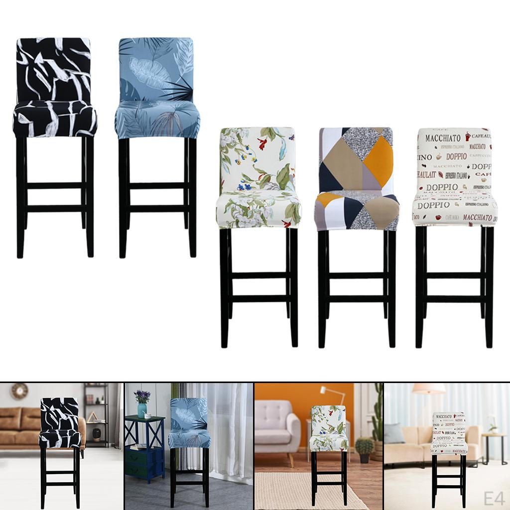 Buy Elastic Short Back Chair Seat Cover Bar Stool Slipcover for Home