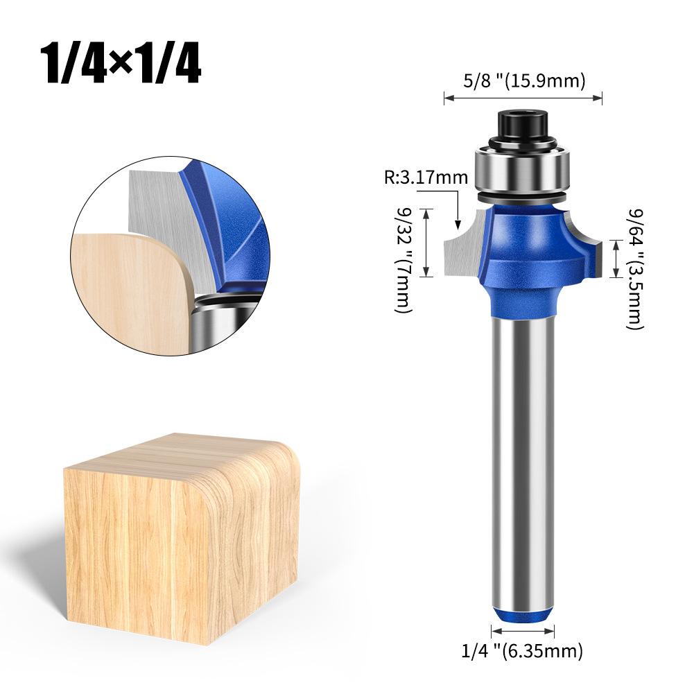 Jincheng Professional Grade Round Corner Knife Chamfering Knife R Angle Knife Line Knife Woodworking Milling Cutter Edge Trimmer Head R1/4 Handle