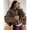 Damen Kurze Pilotenjacke Frühling/Herbst/Winter Jacke Locker Langarm Reißverschluss Retro Jacke Damen Neue Jacke