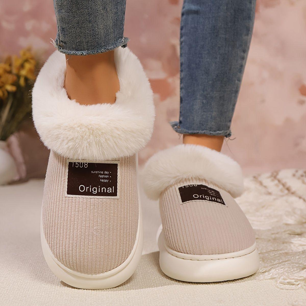 

Хлопковые тапочки с высоким верхом, Теплые зимние флисовые домашние туфли, Хлопковые ботинки 38-39 бежевый