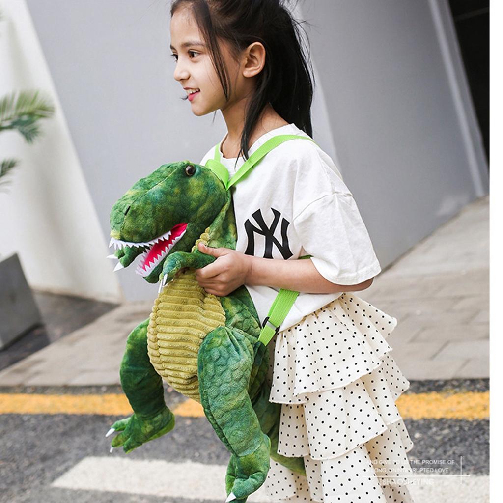 Kids Dinosaur Backpack Cartoon 3D Dinosaur Shape Soft Plush Kids Cute Animal Backpack for Travel School Camping
