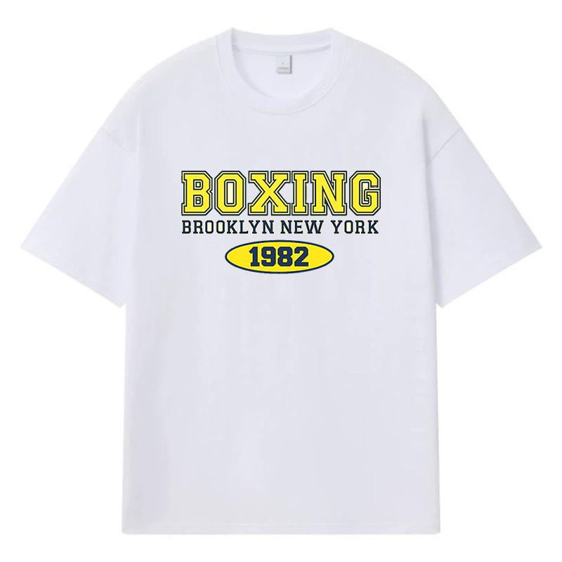 2026 Boxing Brooklyn New York 1982 Printed Graphic Y2k Harajuku Streetwear 100% Cotton T Shirt Casual Oversized Summer Men T-shirt