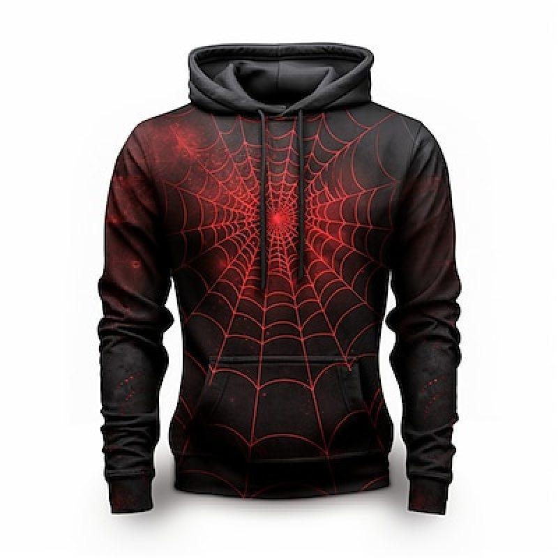 Sudadera con capucha de araña para hombre con diseño de telaraña