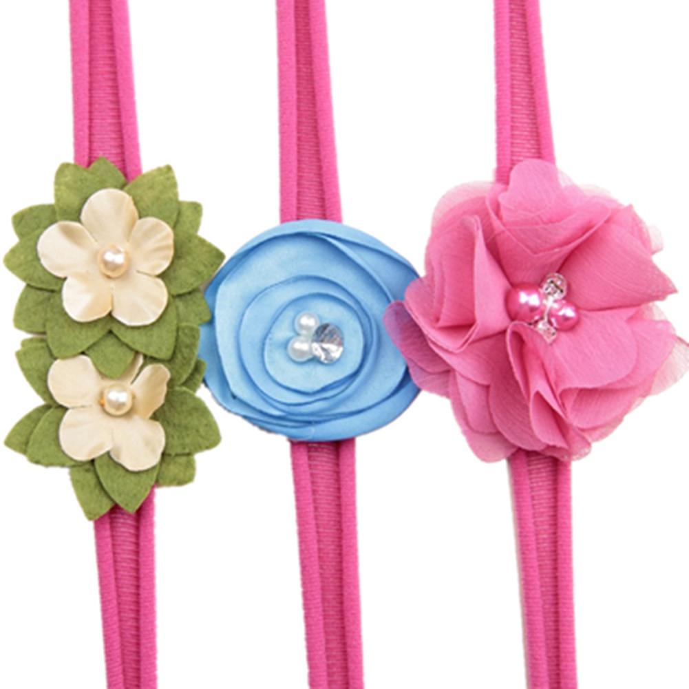 Girl Toddler Headband High Elastic Nylon Flower Design Little Girls Party Hair Delicate Band