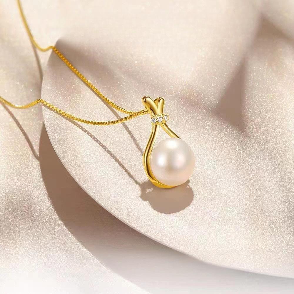 Lucky Bag Necklace Women'S Imitation Freshwater White Pearl Pendant Ins Wind Niche Light Luxury Versatile Design Collarbone Chain Quality