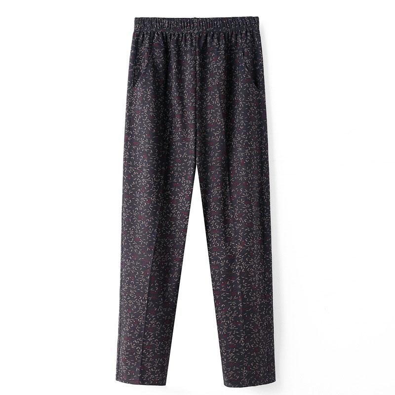Spring Women's Casual Loose Printed Elastic Waist Wide Leg Pants