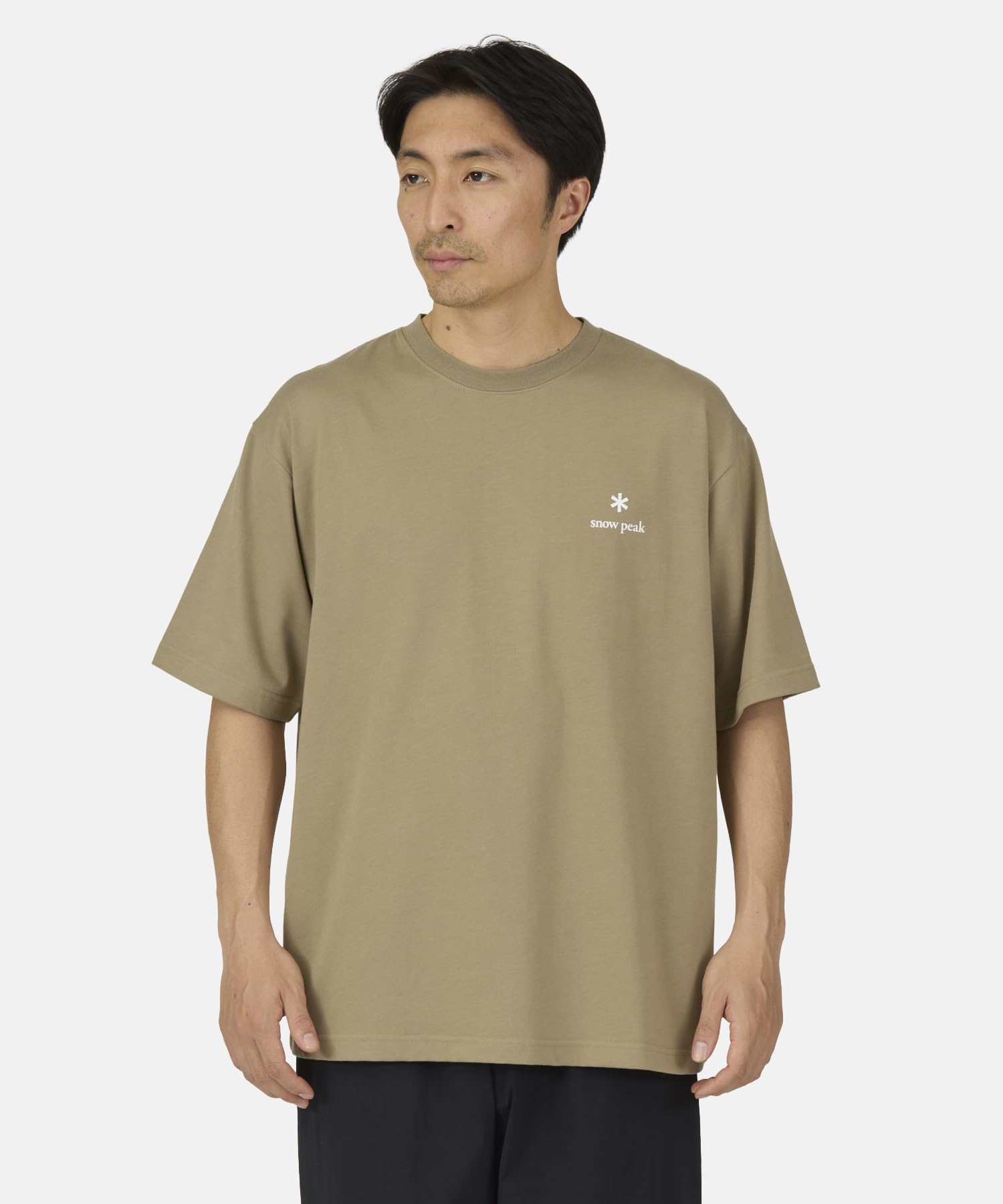 Snow Peak New Standard Logo Short Dark XL T-Shirt NSD-TS-25AU003, Sleeve, Men s/Women s, Beige,