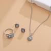 European & American 8 Hearts & Arrows Engagement Ring, Stud Earrings & Necklace Set