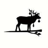 Elk Christmas on Branch Iron Art Metal Silhouette Wall Décor for Home, Garden, Yard, Patio, and Outdoor Statue Stake Decoration