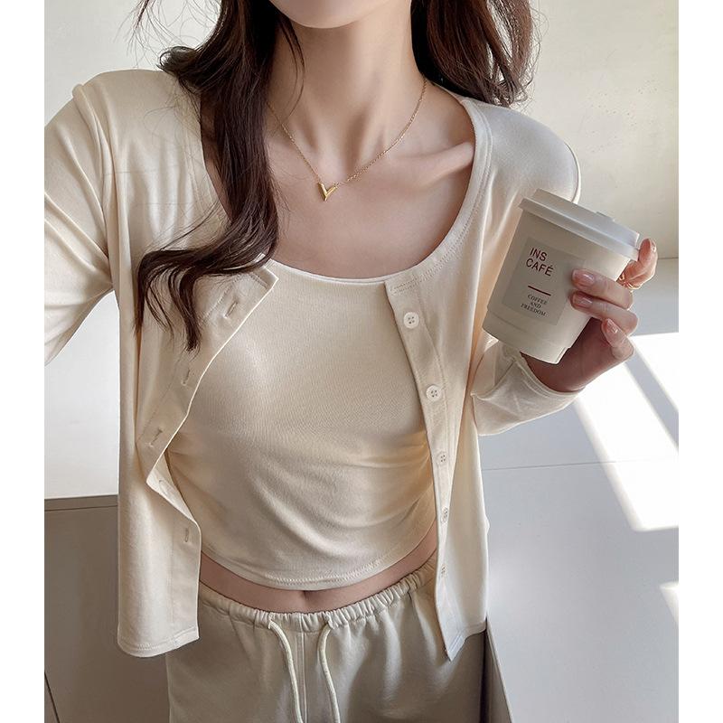 Modal knit sun-protective cardigan jacket for women, summer thin air-conditioned shirt, solid color high-end high-end long-sleeve versatile top