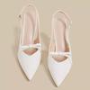 French bag head sandals women's 2025 summer new white patent leather pointed head temperament thin heel wear bow shoes
