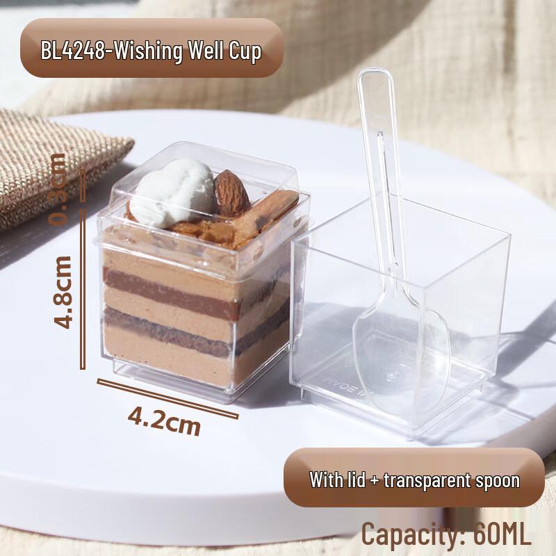 Disposable Plastic Dessert Cups with Lids and Spoons