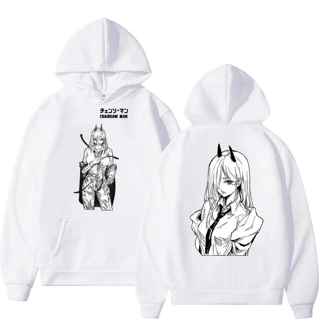 2026 Hot Sale Anime Chainsaw Man Reze Denji Power Graphic Hoodie Men Women Oversized Streetwear Hoodie Perfect for Commute & Loungewear