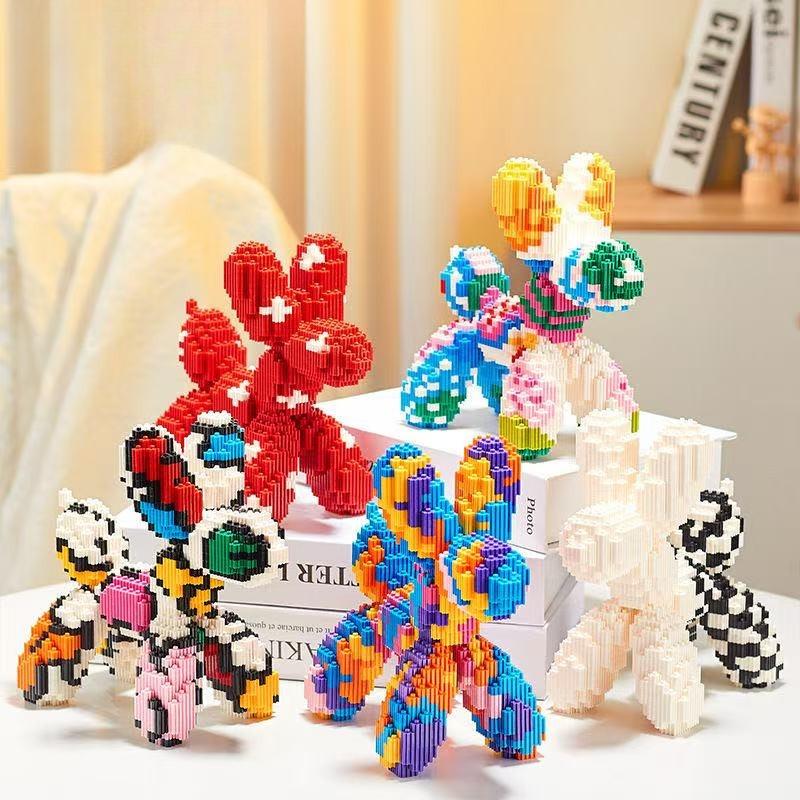 Small Particles Balloon Dog Connection Building Blocks DIY Assembled Colorful Mini Brick Toys Creative Birthday Gift Ornament