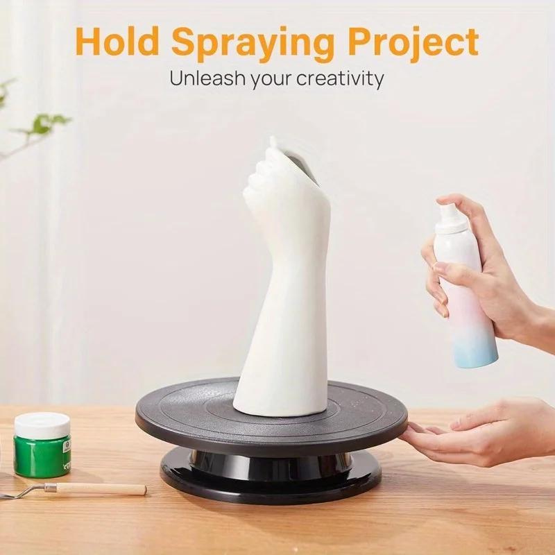 1ks Všestranný černý otočný talíř pro umění, DIY projekty - Lehký stojan s řezbářským kolem pro malování, vystavení