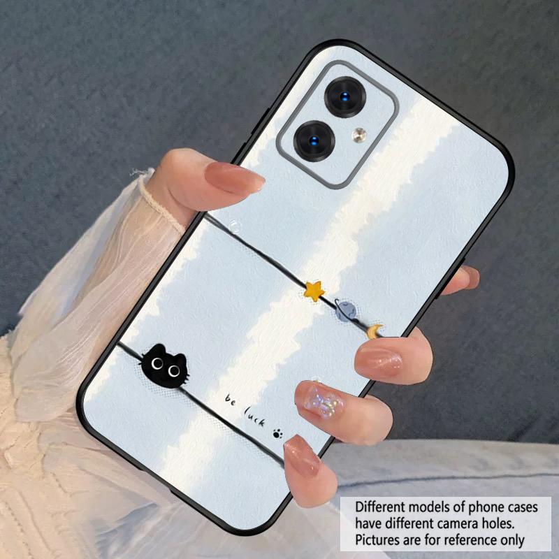 Cartoon Moon Cat For Motorola Moto G 04 G05 G14 15 24 34 35 54 55 75 84 85 Edge 40 50 Fusion 60 Fusion silicone soft phone case