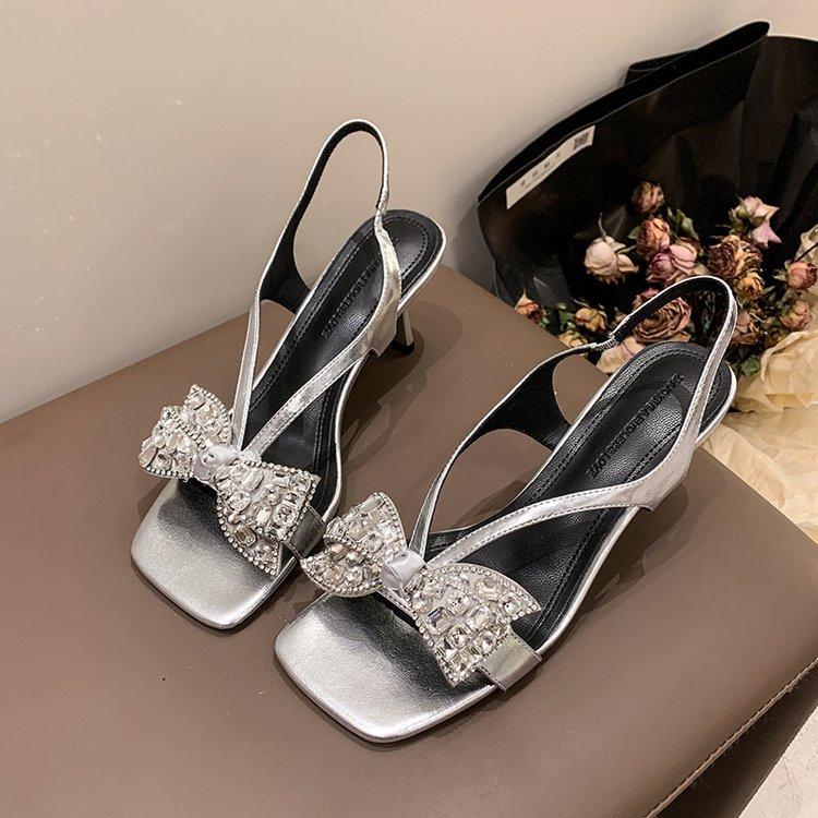 One Word with Internet Celebrity Sandals Women 2025 New Summer Versatile Fashion Sexy Style Black Sandals High Heels Stiletto