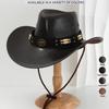 Vintage PU Leather Metal Sun Beaded Western Cowboy Hat Heavy Industry Locomotive Stage Show Personalized Trend Hat