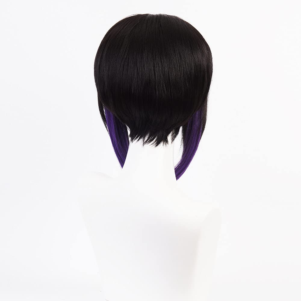 Shinobu Kocho Cosplay Short Wig with Perfect for and Events Wig, Decorative, Heat-Resistant, Net, Cosplay, Parties,