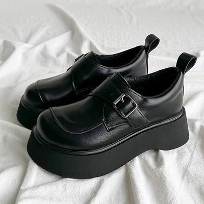 Britischer College-Stil kleine Lederschuhe JK Uniform Einzelschuhe Damen Frühling neu Muffin dicke Sohle erhöht