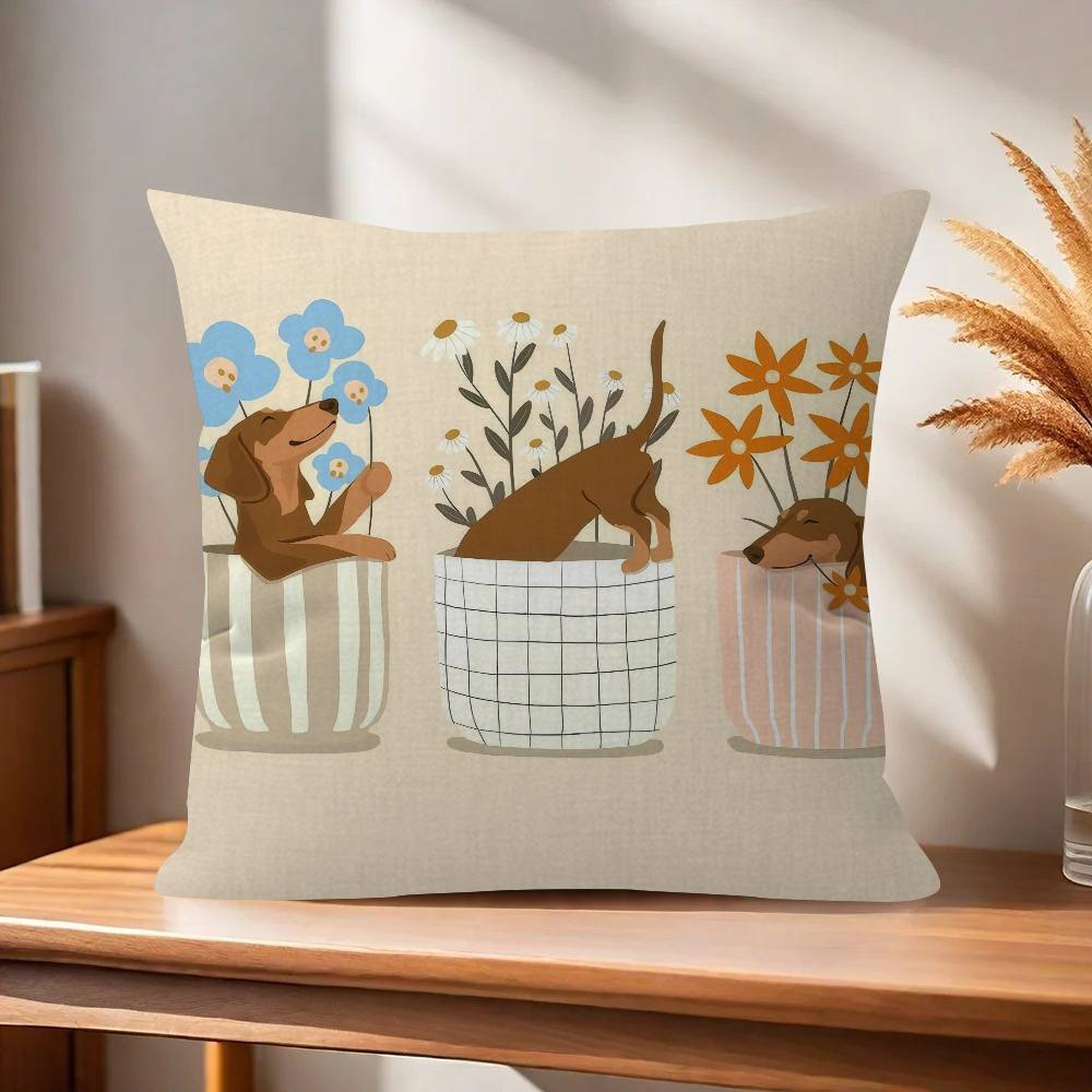 Sausage Dog Dachshund cute Pillowcase toon Gift Cushion Cover Bedroom Home Sofa Chair Seat Decor pillow case