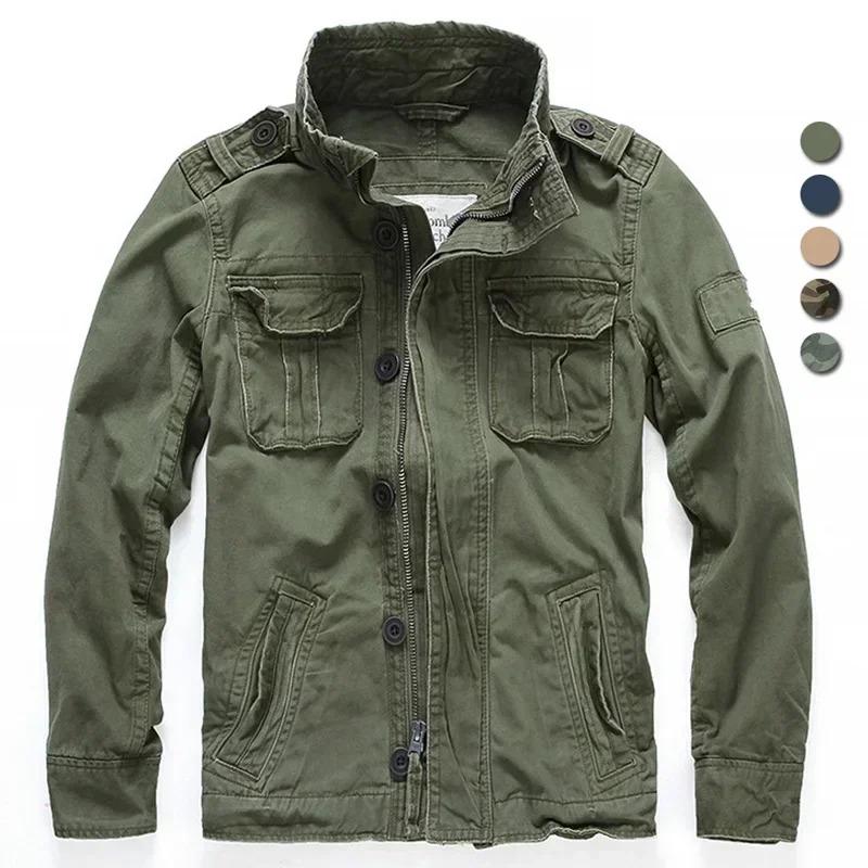 Herrenjacke Herren Denim Retro Cargojacken Outdoor Multi-Taschen Oberteile Feld Freizeitmode Wanderjacken Uniform