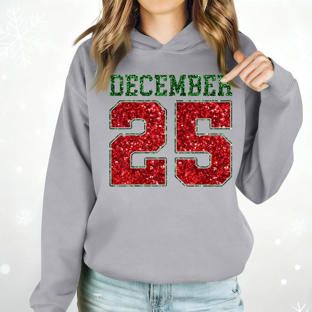 Ladies Fashion Casual Long Sleeve Printed Round Neck Hoodie Pullover Top