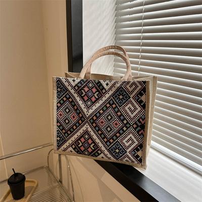 Damen Canvas Umhängetasche Retro Literarische Tragetasche Handtaschen Ethnische Wind Handtaschen Student Arbeit Pendeln Unterarmtasche