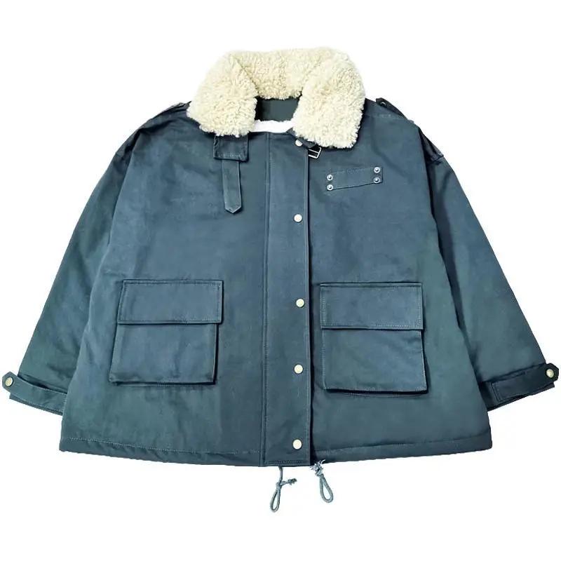 Giacca imbottita in cotone da lavoro da donna invernale ampia taglia forte più velluto giacca imbottita in cotone di tendenza