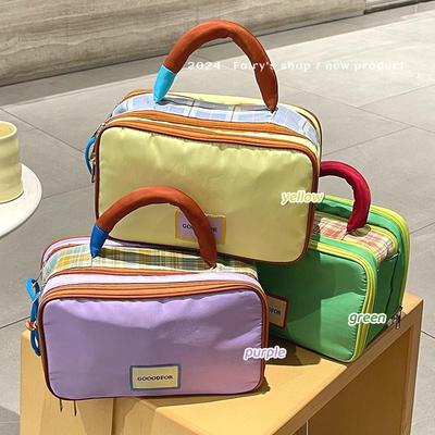 High-End Travel Makeup & Toiletry Bag with Colorblock Design - Large Capacity and Portable