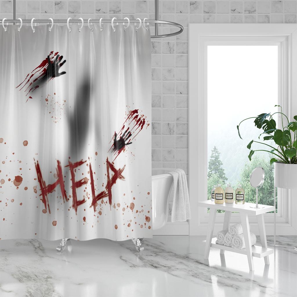 1 Piece 180X180Cm Abstract Human Lifesaving Halloween Themed Shower Curtain Partition Bathroom Waterproof And Mildew Proof