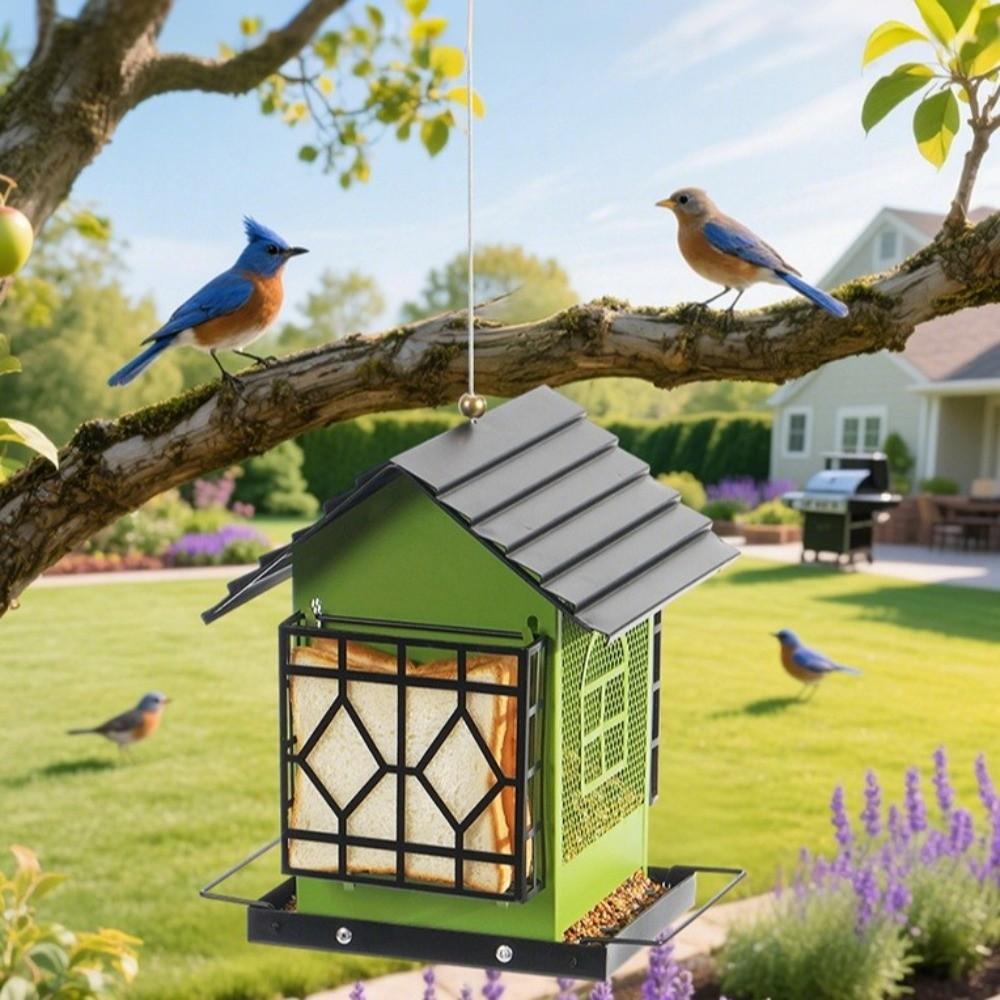 Großer Hängender Vogelhäuschen Rostfreie Vogelruheplattform Papageienfutterstation Garten