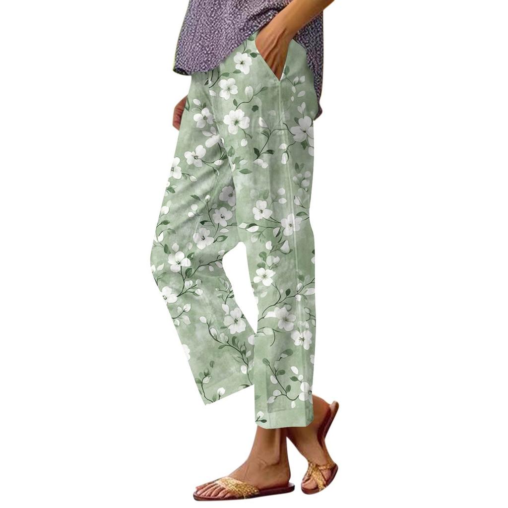 Women's Casual Fashion Printed Straight Leg Pants Pants With Pockets