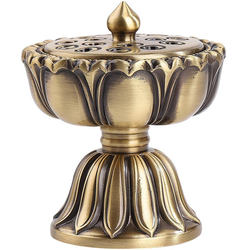 Pure Copper Zen Lotus Copper Incense Burner Pure Copper Home Interior Antique Made Old Lotus Lantern Sandalwood Plate Incense