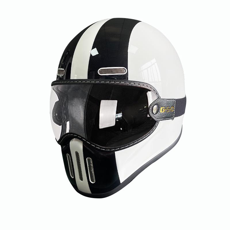 Fiberglass Retro Full Face Motorcycle Helmet for All Seasons - Unisex Winter Safety 3C Certified