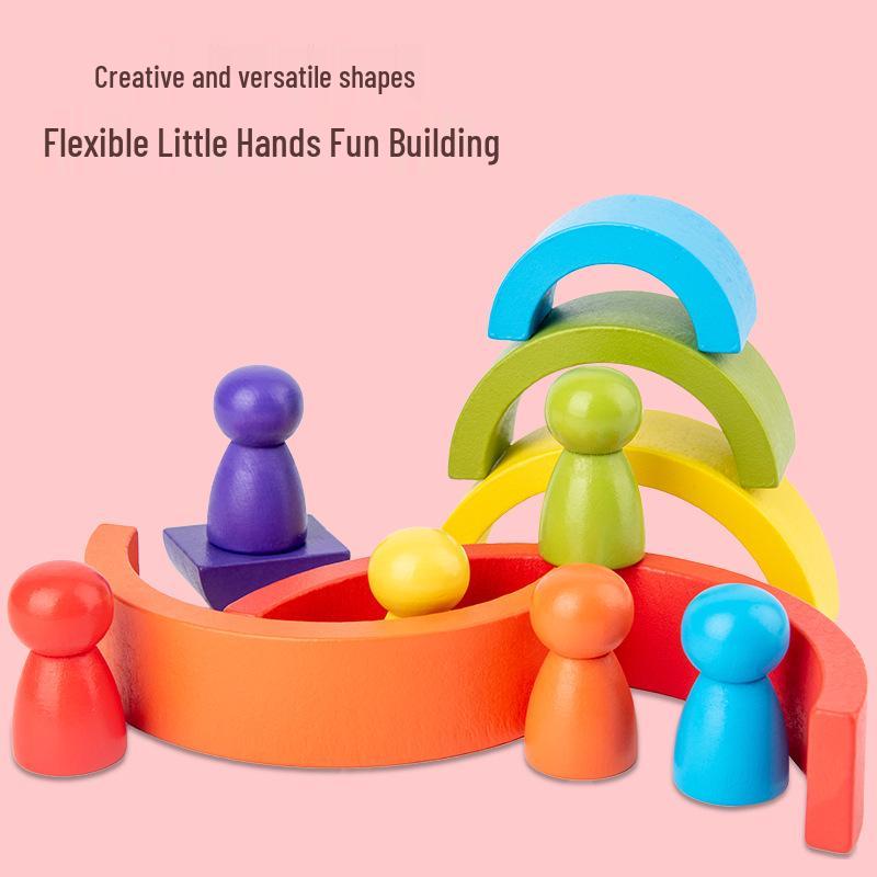 

Rainbow Wooden Number Blocks - Montessori Educational Toys for Children Ages 3-6: Encourages Early Learning and Parent-Child Interaction.
