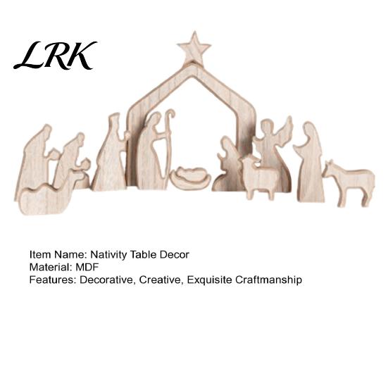 Indoor Nativity Figures Christmas Table Decorations, Wooden Scene Sculpture, Stable Baby Christian Ornaments Saint And Animal Figurines for