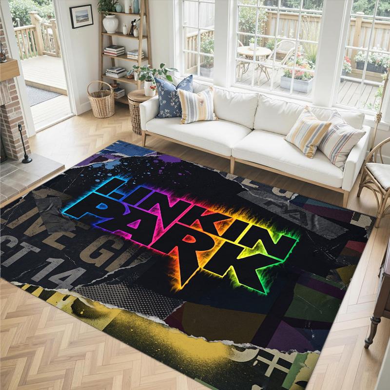 Linkin Park Design Crystal Velvet Carpet Cozy Non?Slip Printed Rug For Bedroom Living Room Entrance