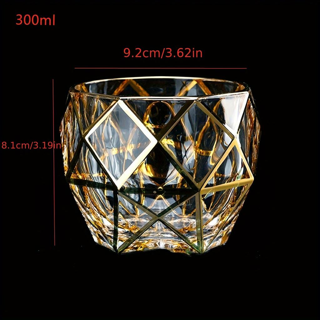 1ks sklenice na whisky Sklenice na víno Golden Line Sklenice na whisky Zlatý malovaný křišťál Barware Multifunkční pivní koktejlový pohár Dárková párty ke Dni matek