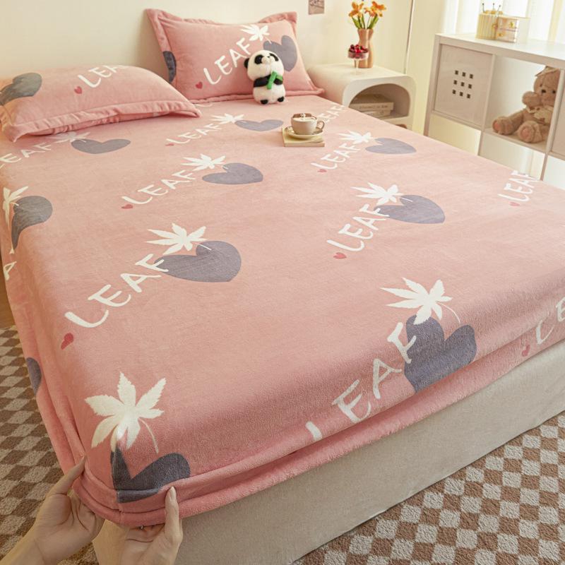 New A-class Milk Fleece Bed Sheet Thickened Warm Mink Fleece Mattress Cover Fully Wrapped