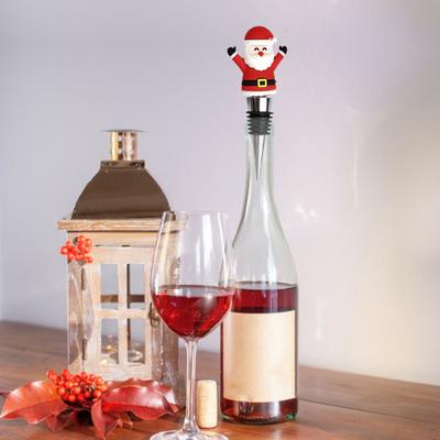 Weihnachtlicher Weinflaschenverschluss mit Weihnachtsmann, Schneemann und Weihnachtsbaum, Weinkorken, Getränke- und Bierflaschenverschluss für die Feiertage und die Heimdekoration