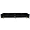 Black TV Cabinet, 190 cm(L) X 38 cm(W) X 48 cm(H), Golden Table Legs